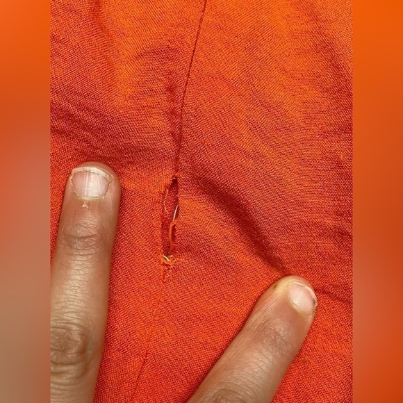 Lulus women’s Mia Rae orange asymmetrical mini wrap dress - Picture 10 of 10